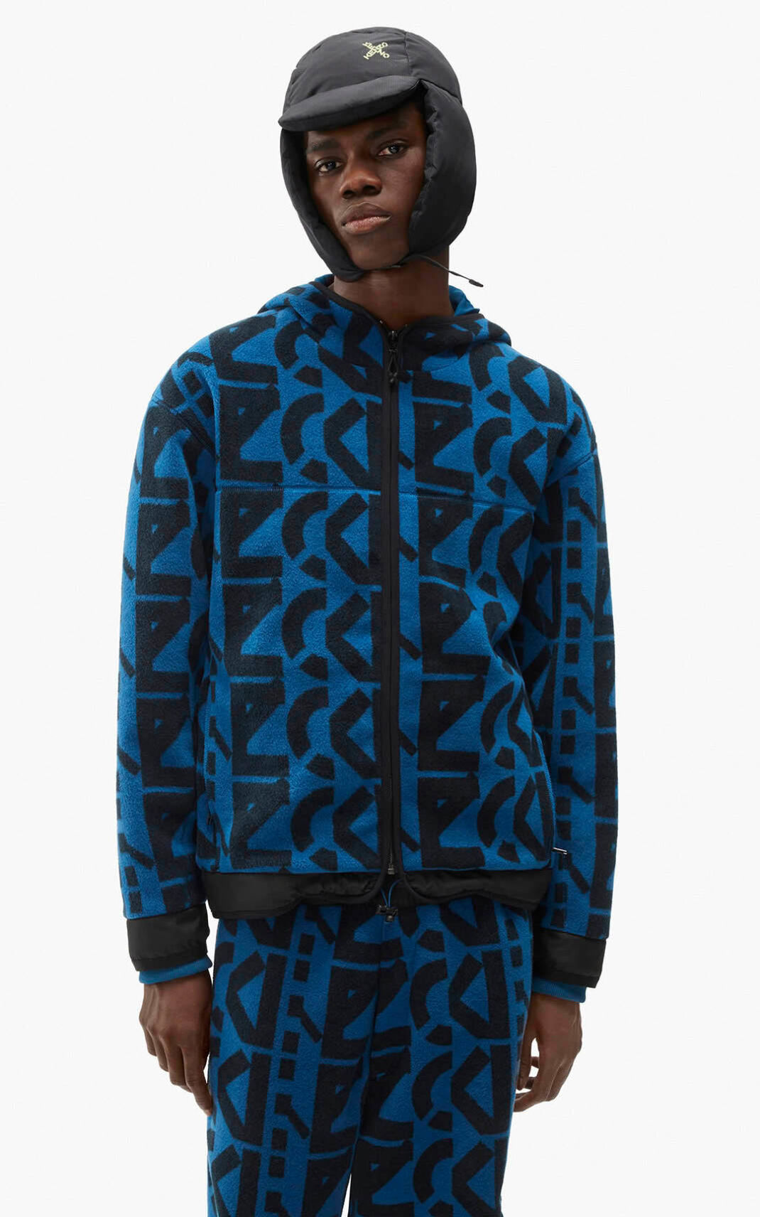 Jaqueta Esportiva Kenzo zip up monogram Masculino - Azuis Escuro | 724MPQSWV